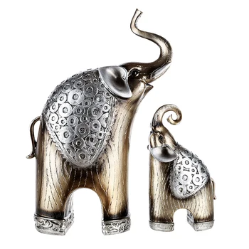 

2 Pcs Home Decor Simulation Animal Elephant Shape Resin Ornament Gift Desktop Adornment Sculpture For Home Office Garden