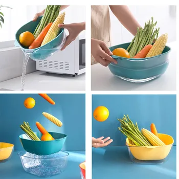 

Square drainage sealed box ginger garlic food container refrigerator storage fruit and vegetable cleaning drainage drain basket