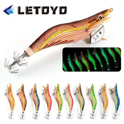 92mm 15g Fishing Lure Artificial Squid Hook Jigs Noctilucent Squid Cuttlefish Jigs Lures Spinnerbait Wood Shrimp For Sea Fishing
