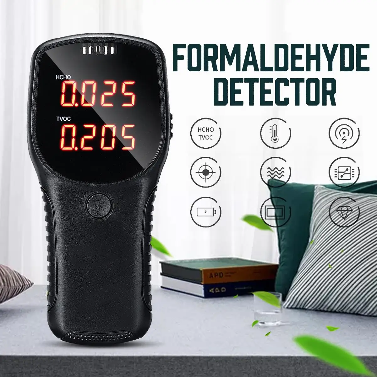 

Detector HCHO TVOC PM1.0 PM2.5 Formaldehyde Monitor Digital Gas Analyzer Household PM 1.0 2.5 Air Quality