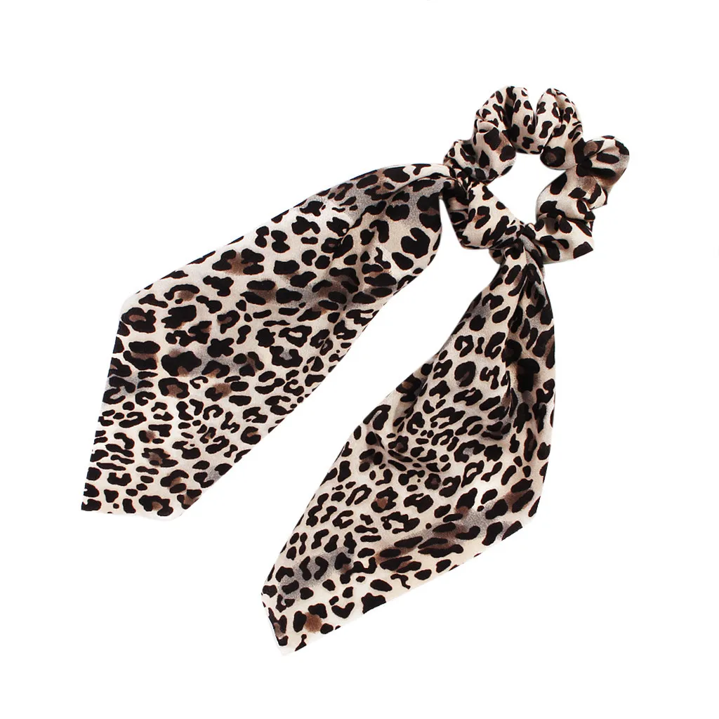 Пучки волос аксессуары для волос повязка для волос деловые вечерние женские элегантные винтажные леопардовые пятна горошек ретро голова галстук-лента сатиновый шарф - Цвет: E