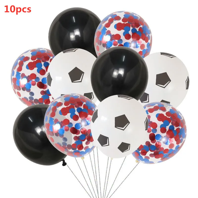 Футбольные футбольные тематические вечерние круглые воздушные шары черно-белые конфетти гелиевые воздушные шары спортивные вечерние украшения для мальчиков на день рождения