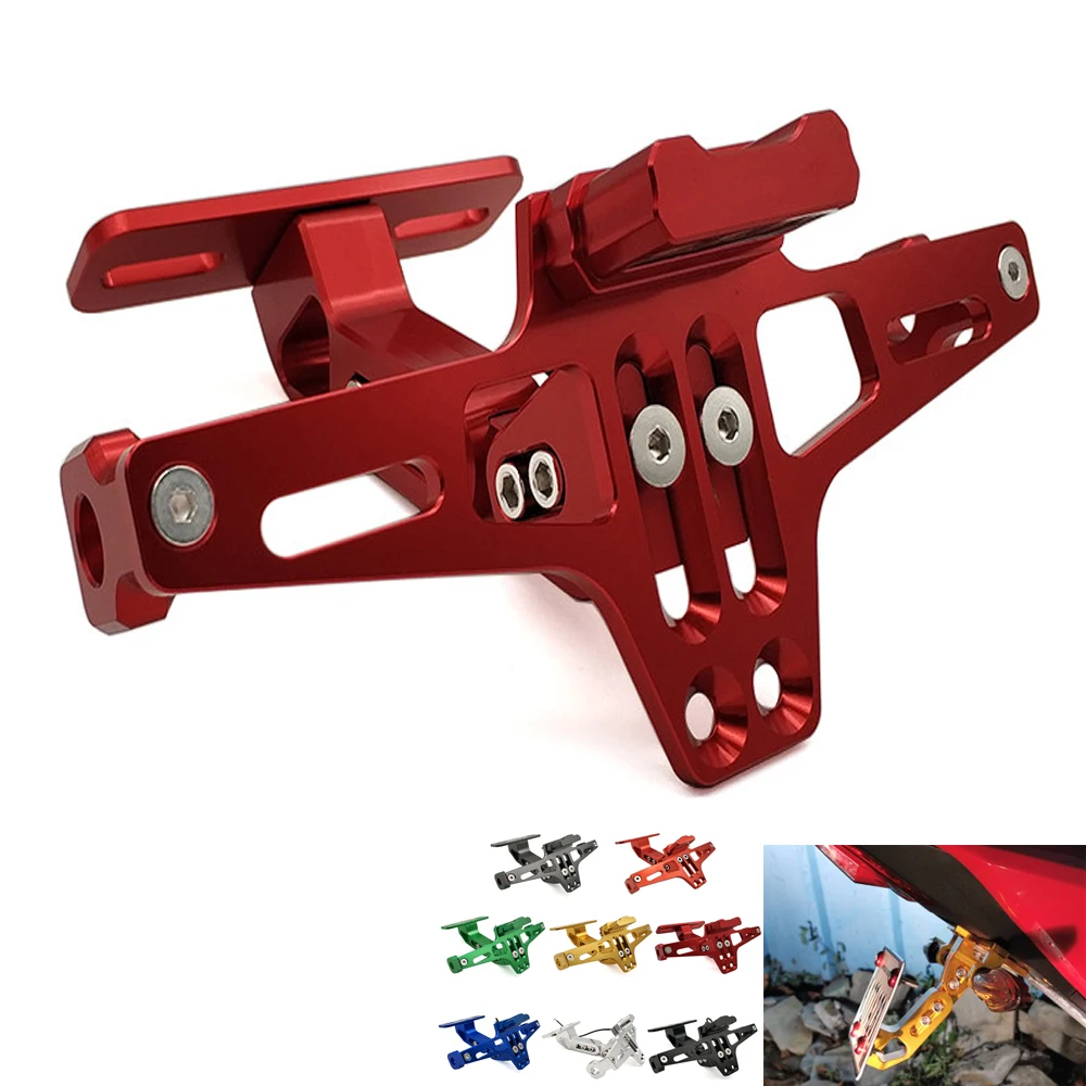 

For Honda CBR650F CBR125R CBR300R CBF600 Universal CNC Motorcycle Rear License Plate Mount Holder and Adjustable Angle License
