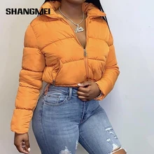 

Warm Winter Women Jacket Coat Street Fashion Puffer Full Thick Duck Parka Mujer Zipper Pockets Down Cropped Outwears