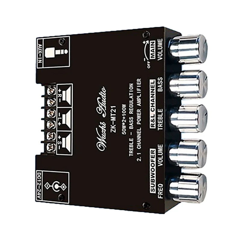 5 channel car amplifier ZK-MT21 2.1-Channel BT5.0+AUX Digital Power Amplifier Board Module TPA3116 50Wx2+100W High-Power Stereo Power Amplifier home audio amplifier Audio Amplifier Boards