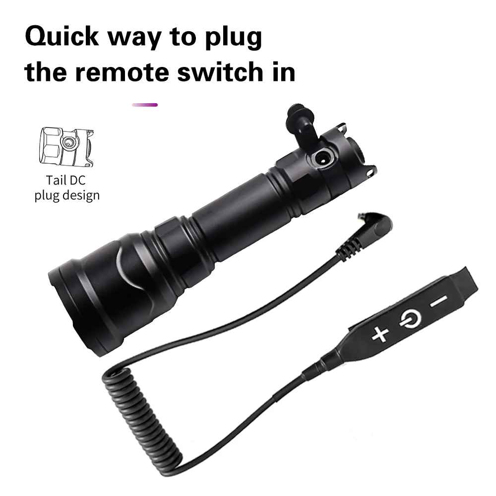  HT10 Hunting Light LED Flashlight Torch Green Red White Light Spotlight XPL V3 LED Torch with Brack - 4000357981281