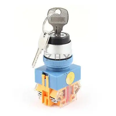 

10A 660V DPST 1NO+1NC 2P Key Rotary Control Locking 4 Screw Terminal Switch