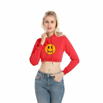 

Justin Bieber Drew Hoodies Smiley Face Pattern Cotton Hoodies Short Paragraph Hoodies Girl Crop Tops Spring Female Pullover