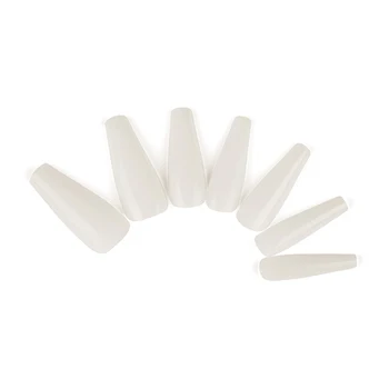 

500pcs Charms 10 Sizes Tools Pointed Long Coffin Natural Tips Art Ballerina Fake Nails Manicure Home Salon ABS Full Cover