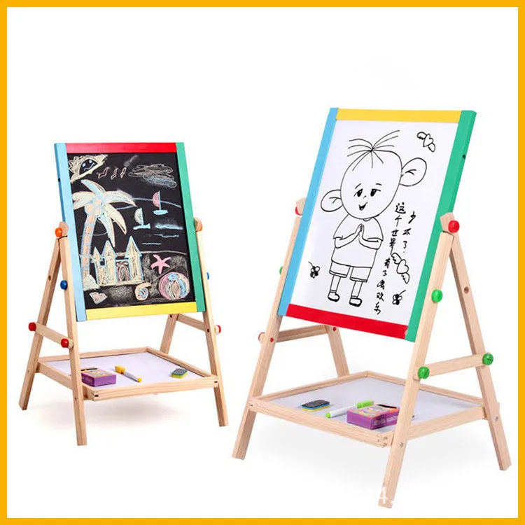 

Multi-functional Wooden Double-Sided Black And White Drawing Board in CHILDREN'S Drawing Board Easel Adjustable Writing Board