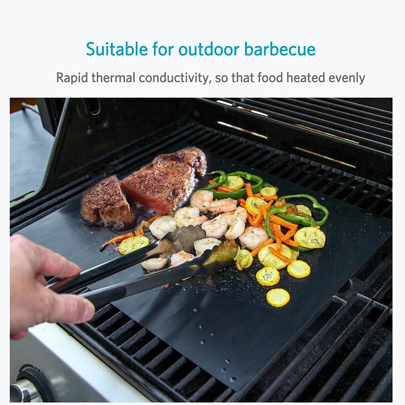 2Pcs Extra Large Grill Mat BBQ Grill Mats Non-Stick BBQ Mats Oven Pad Baking Sheet Cooking Barbecue Oven Tools 60*40cm smoker accessories grill replacement parts