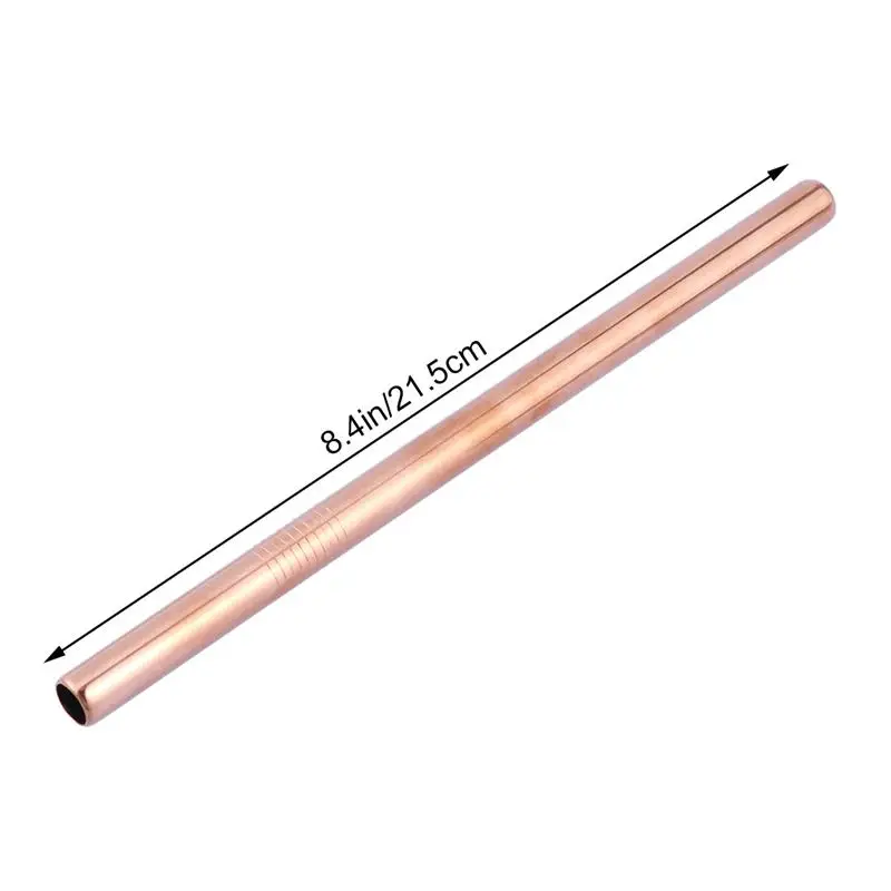 Rose Gold 7 шт. соломинки из нержавеющей стали многоразовые прямые и изогнутые соломинки для Tumblers Yeti(многоцветные) 215x12 мм - Цвет: Rose Gold