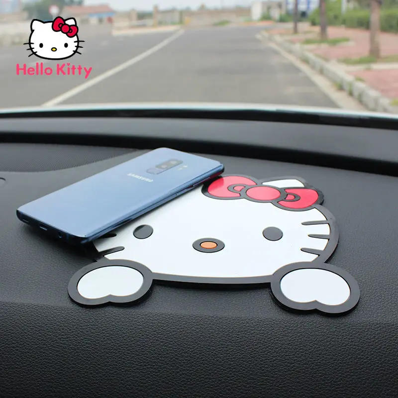TAKARA TOMY Hello Kitty Car Anti-skid Pad Cute Creative Car Cartoon Mobile Phone Silicone Pad Instrument Trolley Storage Pad