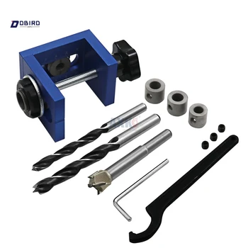 

Woodworking Pocket Hole Locate Punch Jig Kit + Step Drilling Bit Wood Tools Set dbird