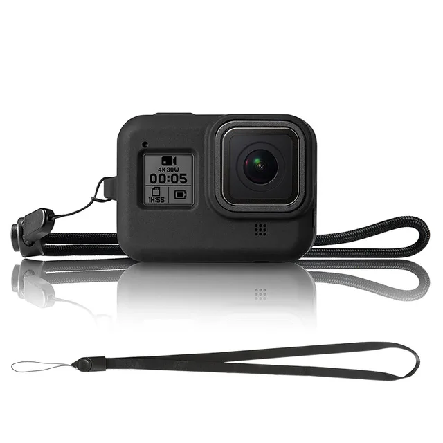 BLACK Мягкий силиконовый чехол для Gopro Hero 8, черный защитный чехол с ремешком для Gopro Hero 8, набор аксессуаров для экшн-камеры - Цвет: BLACK