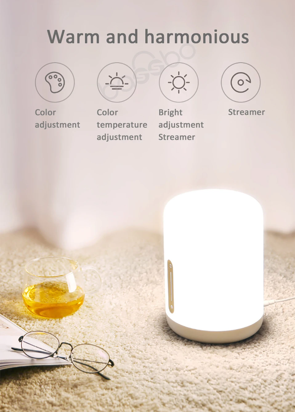Xiaomi Mijia прикроватная лампа 2 умный настольный светодиодный ночник Bluetooth WiFi сенсорная панель управления mihome APP светодиодный светильник для Apple HomeKit Siri