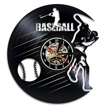 

Baseball Vinyl Record Wall Clock Modern Design Sport Theme Hanging Watch Vinyl Wall Clocks Home Decor Gifts for Sportsman