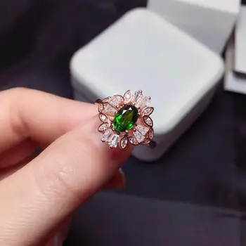 

Diopside ring Natural And Real Diopside Ring Wedding Engagement Rings for Women 925 sterling silver Ring