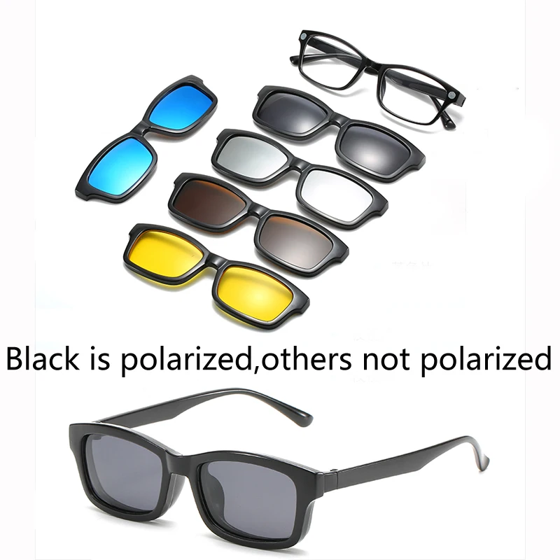 purple sunglasses 6 In 1 Custom Men Women Polarized Optical Magnetic Sunglasses Clip Magnet Clip on Sunglasses Polaroid Clip on Sun Glasses Frame big sunglasses for women Sunglasses