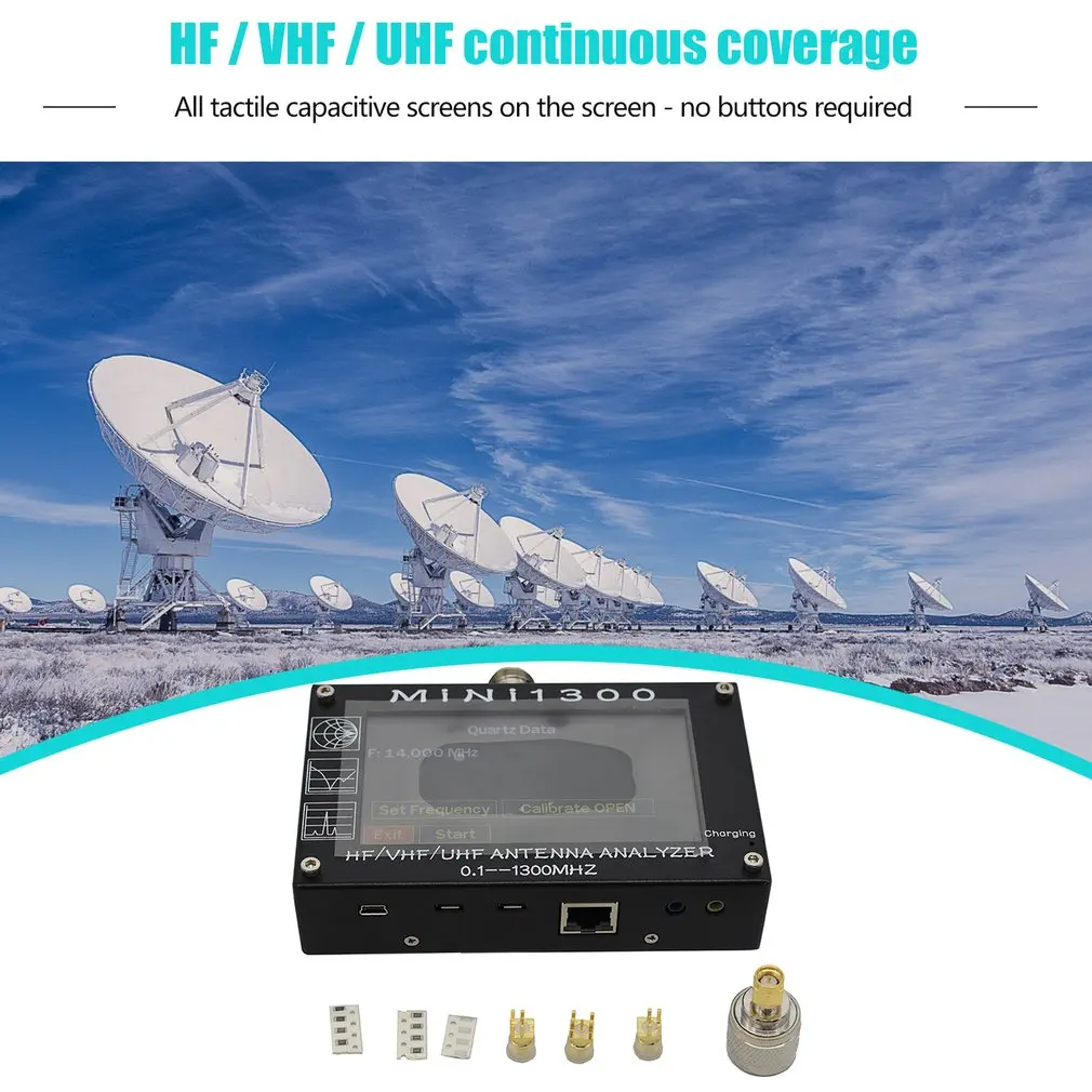 Mini1300 TFT lcd 0,1-1300 MHz HF VHF UHF ANT КСВ антенный анализатор внутренний измеритель заряда батареи обновление от MINI600