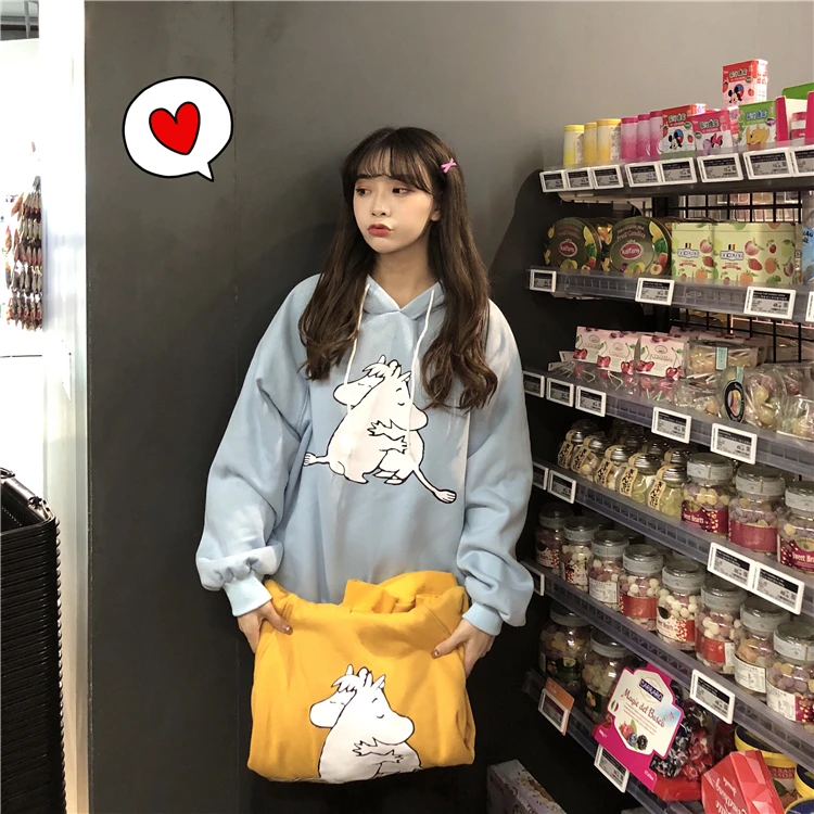 Женские толстовки с капюшоном, с принтом Kawaii, свободные, для студентов, Harajuku, одежда для женщин, толстые, теплые, для отдыха, уличная одежда, толстовки