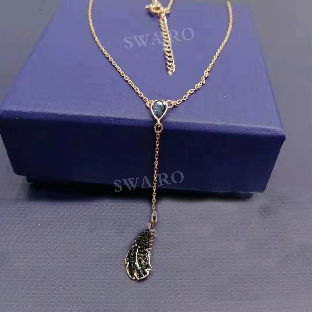SWA Новинка NNAUGHTY y-ожерелье розовое золото легкий Пернатый женский кристалл ожерелье дает подруге лучший подарок