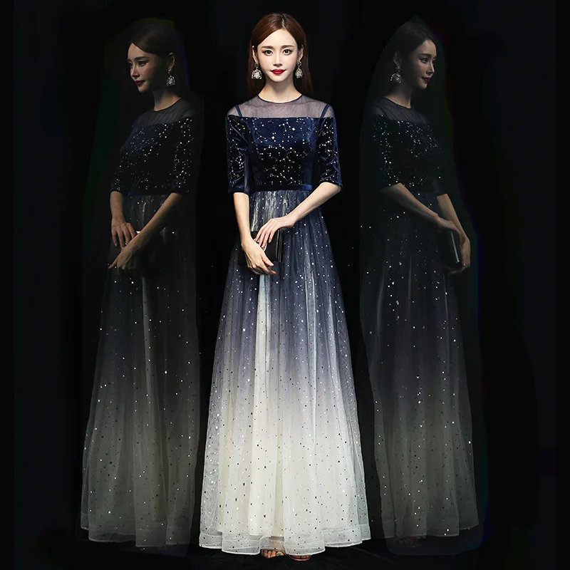 

2020 Direct Selling Celebrity Dresses Host Evening Dress Female 2020 New Style Grand Banquet Long Noble Choir Performance Skirt