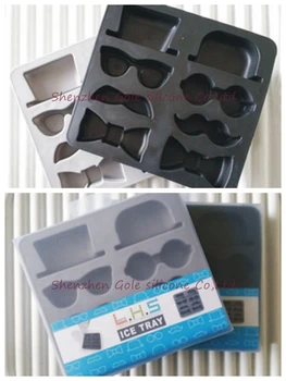 

100pcs/lot The Gentleman Ice Cube Tray Hat Glasses Beard Bow Tie Silicone Mold Drink Mould
