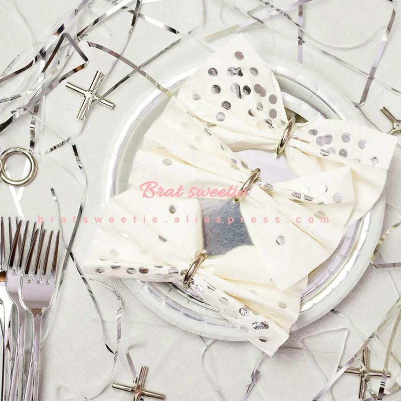 Металлическая Серебряная одноразовая посуда бумажные соломинки тарелки Свадебные Рождественские украшения на день рождения принадлежности для взрослых