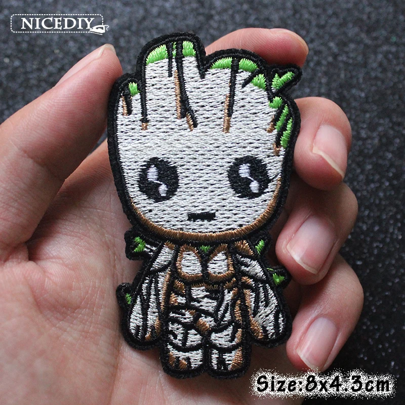 PE3852CT Nicediy милый мультфильм Treeman Грут детские железные вышитые нашивки для одежды наклейки в полоску для детской одежды оптом DIY - Цвет: PE3852CT