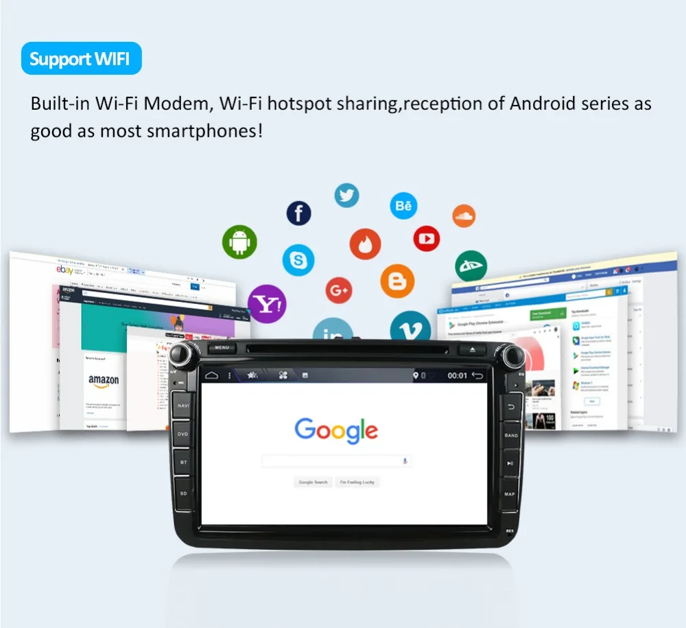 Best 2 DIN Octa Core Android 8.1 Car DVD GPS WIFI USB For Volkswagen GOLF 5 6 POLO TOURAN EOS PASSAT CC TIGUAN SHARAN SCIROCCO Caddy 9