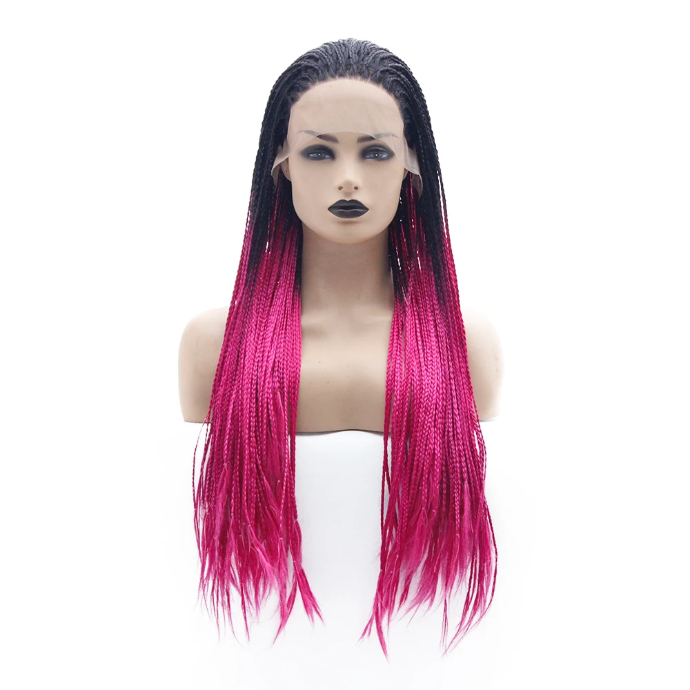 V'NICE Ombre зеленый Плетеный парик для черных женщин 3*13 Швейцарский Кружевной синтетический кружевной передний парик афро-американская коса искусственные волосы