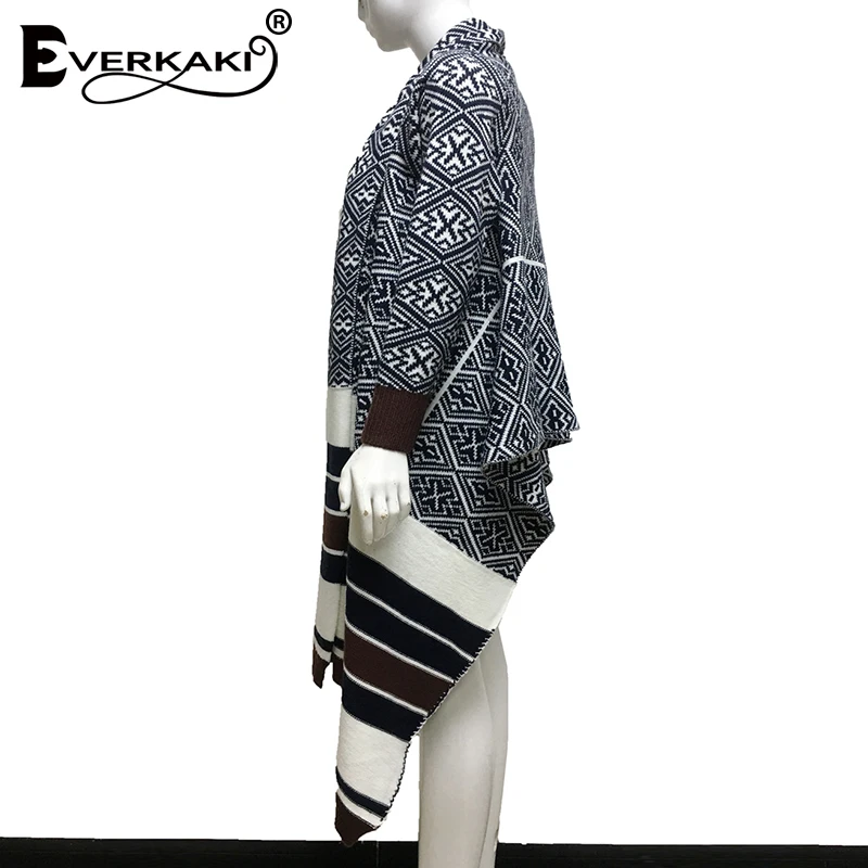 Everkaki Boho трикотажные кардиганы свитер, Женское пальто зимние свободные толстые теплые кардиганы куртки женские осень зима