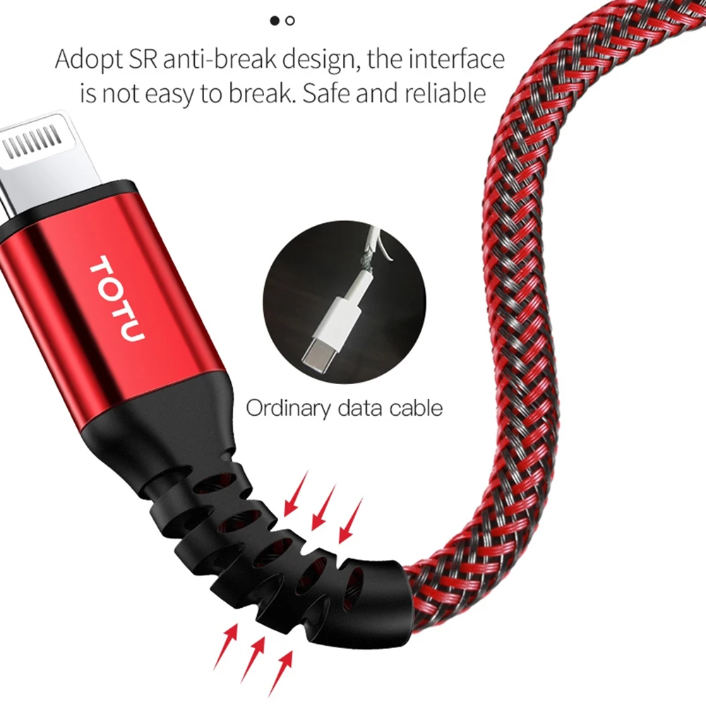 TOTU MFi 18 Вт PD USB C для освещения телефона USB кабель для iPhone 11 Pro Max Pro Кабель для быстрой зарядки usb type C кабель для зарядки данных