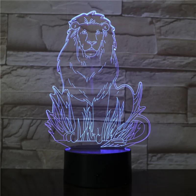 3D светодиодный ночсветильник в виде льва Симбы короля Usb 7 цветов черный цвет