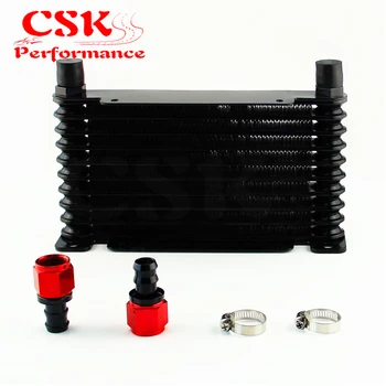 

AN10 32mm Aluminum 10 Row Engine/Transmission Racing Oil Cooler+Fittings Black