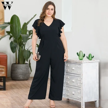 

Womail women jumpsuit Elegant oversize Jumpsuit Loose Playsuit overall Romper summer Ruffle Wide Leg Long Jumpsuit Party holiday