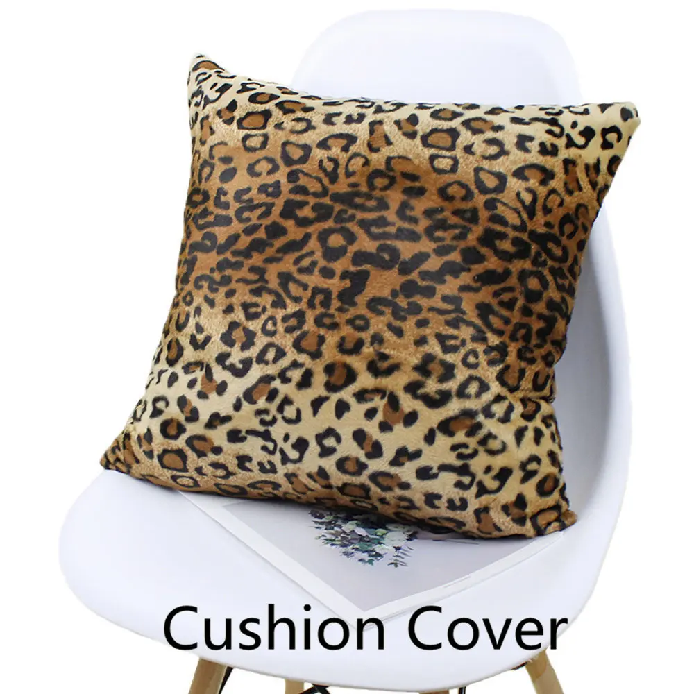 Leopard A Doubleside Плюшевый чехол для подушки с изображением животных зебры, оленя, тигра, леопарда, наволочка для подушки на заказ для кровати и автомобиля, Чехол для стула, домашний декор, большой размер 40/45/50/60/70 - Цвет: Leopard A Doubleside