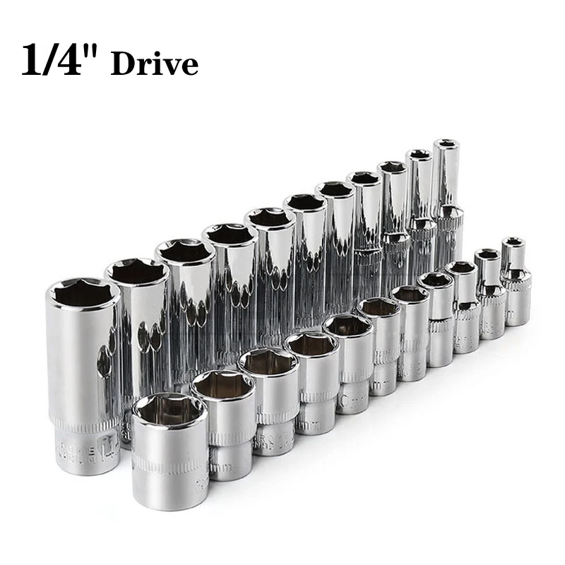 1/4" Drive Inch Hex Socket Wrench Head 25mm/50mm Long 6 Point Set 4-14mm Nut Driver Ratchets Extension Bar | Инструменты
