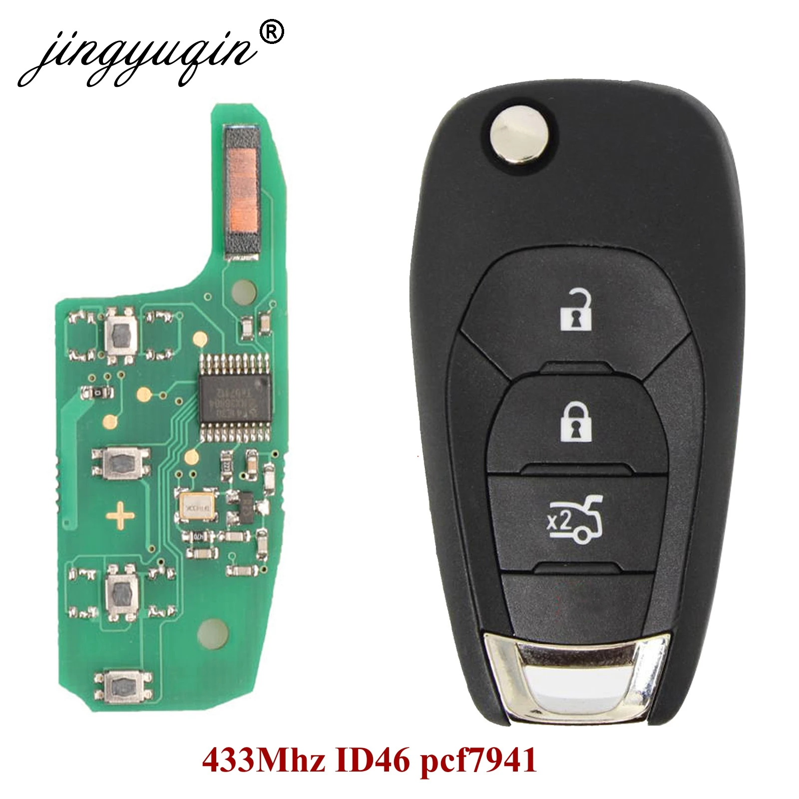 

jingyuqin 20pcs For Chevrolet Cruze 3 Button Folding Flip Remote Smart Car Key Fob 315MHZ / 433MHZ ID46 PCF7941 Chip