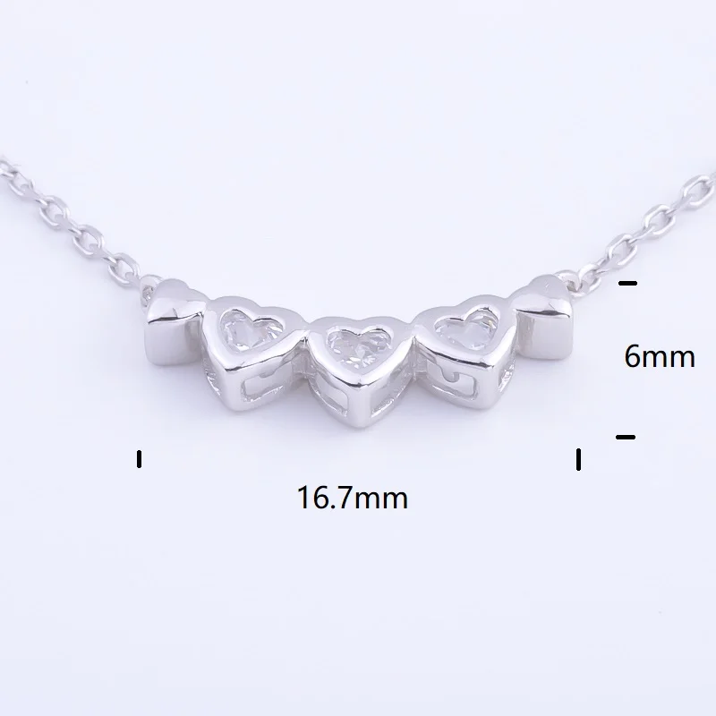 Pekurr 925 пробы серебро 5 циркония сердце к сердцу цепочка-ожерелье для женщин Подвески девушка ребенок ювелирные изделия подарок
