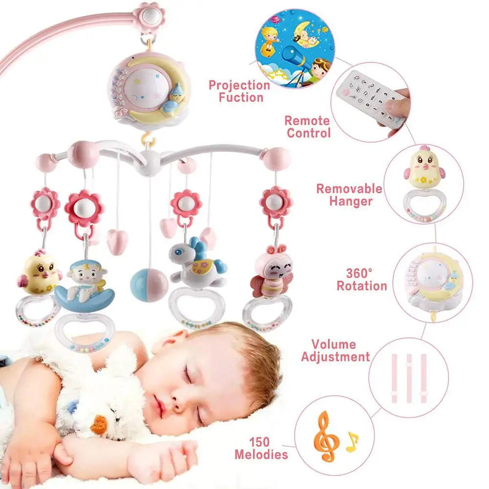 Chocalhos do Bebê Caixa de Projeção Berço Celulares Brinquedo Titular Girando Móvel Cama Sino Musical 0-12 Meses Recém-nascido Bebê Menino Brinquedos Mod. 109134 7 Brinquedos e hobbies