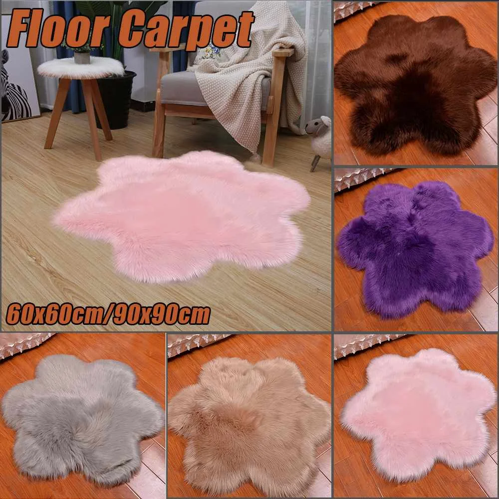 Пушистые ковры в форме цветка для гостиной Декор Ковер из искусственного меха длинные плюшевые ковры для спальни детская комната мохнатый ковер