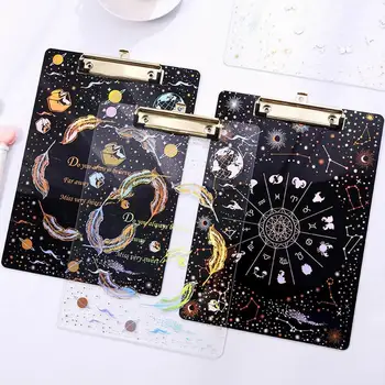 

Starry Sky Series Writing Board Clip Kids Stationery A4 Paper Acrylic Pad Splint Transparent Feather Clipboard School Supplies