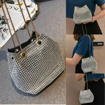 

2020 Newest Hot Women Evening Clutch Full Rhinestone Crystal Handbag Wedding Party Club Diamonds Messenger Bucket