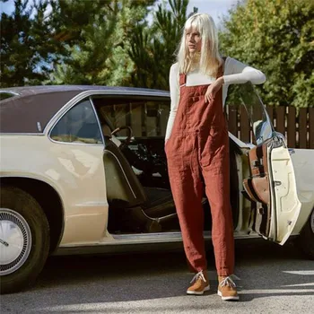 

Women Solid Wide Leg Pants Overalls 2020 Casual Old School Hiphop Harajuku Pockets Lace Up Womens Jumpsuit