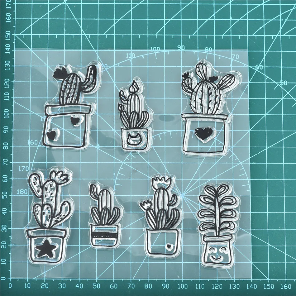 Potted Cactus and Potted Flower Plants Clear Stamps for Scrapbooking New Christmas Stamp for Photo Album Decorative Crafts