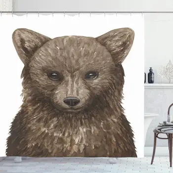 

Shower Curtain Set with Hooks 72x72 Inches Drawing Cute Colorful Funny Baby Watercolor Forest Wild Trendy Hand On Head Drawn