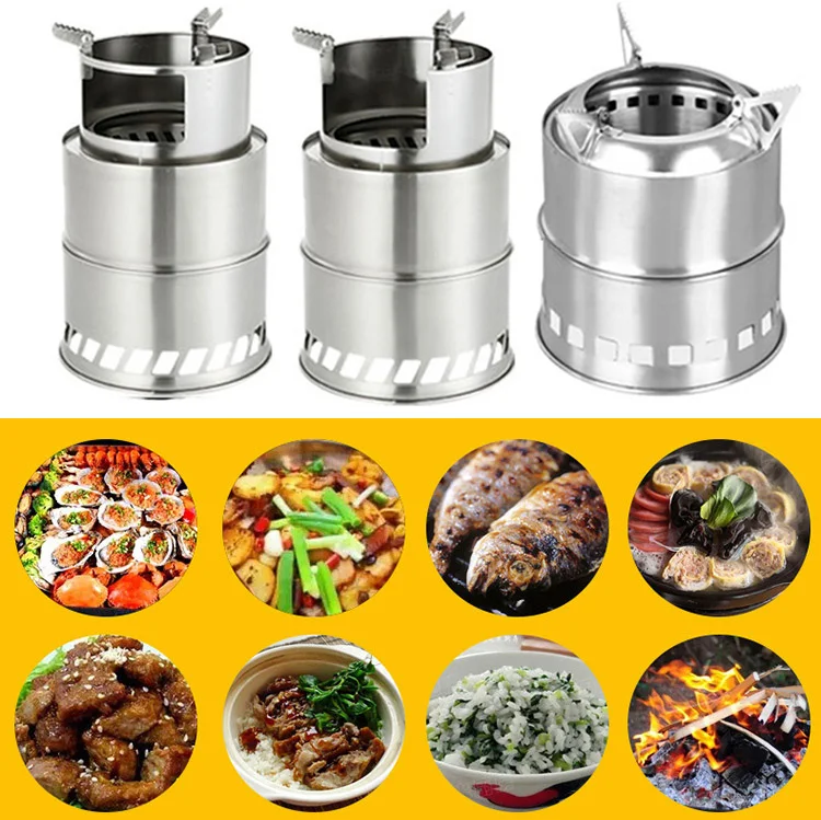 

1 Pcs Camping Lightweight Stove Foldable Windproof Wood Burning Stove for Picnic BBQ Camping YA88