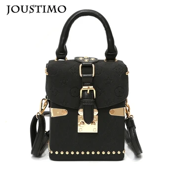 

Leather Handbags Women Shoulder Bags Personality Designer Rivets Print Box Crossbody Top-handle Bag Ladies Casual Messenger Bag